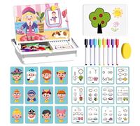 Magnetic Puzzles Face Dress Up Travel Game Double Side Preschool Educational Learning Toy, Magnetic Face Toys for Kids Ages 3-5 (C)