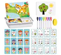 Magnetic Puzzles Face Dress Up Travel Game Double Side Preschool Educational Learning Toy, Magnetic Face Toys for Kids Ages 3-5 (B)