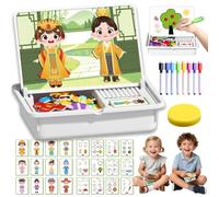 Magnetic Puzzles Face Dress Up Travel Game Double Side Preschool Educational Learning Toy, Multifunctional Puzzle Kit - Create 1000+ Unique Looks, Exercises Children's Coordination (china)
