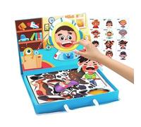 Magnetic Puzzles Face Dress Up Travel Game,Double-Sided Magnetic Pretend Play,Game Double Side Preschool Educational Learning Toy, Boy Crazy Face Dress Up For Kids Girl Teens Toddler Family School