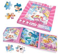 Magnetic Puzzles for 3 Year Olds, Unicorn Mermaid Princess Toddler Travel Toys Plane Activities for Kids Educational Toys Present 3 Year Old Girl Gifts