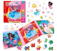Magnetic Puzzles for Kids 3-5 Years, 3 leveled Travel Puzzles-20/25/30 Pieces Sudoku Puzzle Games Magnetic Jigsaw Puzzles, Trip Toys, Car Activities for Preschool Girls (Princess Theme)