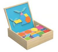 Magnetic Puzzles, Magnetic Tangrams, 108 Way & 30 Scene Puzzle Focus & Thinking Fun Wooden Toddler Montessori Toys for Boys, Girls 3-12 Years, Tangram Puzzle