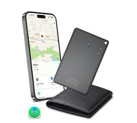 Magnetic Rechargeable Wallet Tracker Card for iOS Device, Smart Card Locator Works with Find My App, IP68 Waterproof, 10-year Battery Life, Wallet Finder for Passports Suitcase（1 PC Black）
