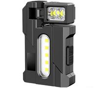 Magnetic Rechargeable Work Light with LCD Display and 360 Degree Rotation for Multi Angle Illumination and Signal Lighting with Dual White and Red Blue Light Sources