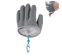 Magnetic Release Fishing Gloves for Men, Puncture Resistant with Anti-Slip Grip for Handling and Cleaning, Black Gray