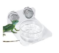 Magnetic Reptile Feeding Ledge - Acrylic Magnet 8.6x6.6x3cm 4cm | Suction Cup Snake Water Tray Bowl | Elevated Gecko Feeder For Lizards Chameleons Tree Frogs Small Pets Terrarium Feeding