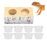 Magnetic Reptile Strip - Resin Feeding , Hanging Feeding Pool + Ten Cups, Floating Water Bowls + Secure Brackets, Tree Dwelling Lizard Habitat Decoration System