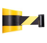 Magnetic Retractable Barrier Tape Wall Mounted Crowd Control Safety Belt，Retractable Belt Barrier Warning Wall-Mounted Rope Safety Barriers, Black and Yellow Qu