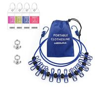Magnetic Retractable Clothes washing Line for Cabin - Approved 2026 Cruise Essentials Clothes Drying Rack Travel Clothesline with Clothespins -4 Luggage Tags Strong Magnets Hooks (Blue)