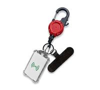 Magnetic Retractable Keychain & Phone Lanyard, Heavy Duty ID Badge Holder, 65cm Steel Cord, Integrated Line Cutter, Tactical Ski Pass Holder, Keys & Tools - Red with Black Card Holder