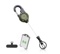 Magnetic Retractable Keychain & Phone Lanyard - Heavy Duty ID Badge Holder with Carabiner Clip - Ski Pass Holder & Phone Tether - Lanyard & SIA Badge Holder - Green with Black Card Holder