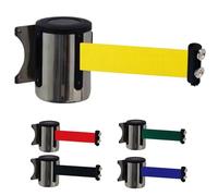 Magnetic retractable queue rope barrier， 10 M Magnetic Wall Mount Retractable Belt Barrier Crowd Control Wall Barrier Fixed Belt Optional Belts(Yellow)