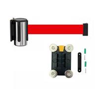 Magnetic retractable queue rope barrier, Magnetic Retractable Wall Barrier 2/3/5M Red Belt Wall Mount Crowd Control Wall Retractable Belt Multi-Directional Switching(300CM/9.8FT)