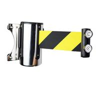 Magnetic retractable queue rope barrier, Magnetic Wall Mount Retractable Belt Barrier Fixed Wall Mount Retractable Belt Barrier 2/3/5M Belt with Stainless Steel Case(Yellow and black,2M/6.5FT)