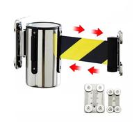 Magnetic retractable queue rope barrier, Magnetic Wall Mounted Retractable Security Belt 2/3/5M Retractable Warning Belt People Guidance System Magnetic Belt Barrier Retractable(5M/16.4FT)
