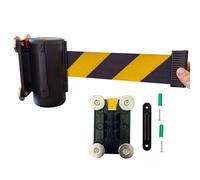 Magnetic retractable queue rope barrier, Wall Mounted Magnetic Retractable Belt Barrier Retractable Barrier with 2/3/5 M Yellow Black Color Belt(5M/16.4FT)