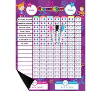 Magnetic Reward Behavior Star Chore Chart for One or Two Kids 17 x 13 Includes: 3 Color Dry Erase Markers Pink, Blue, & Black, Flexible Chart with Full Magnet Backing for Fridge Teaches Responsibility