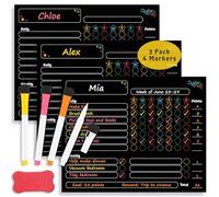 Magnetic Reward Chart 3 Pack - Award-Winning Dry Erase Behaviour Charts for Children & Toddlers - Reusable Black Chore Chart for Kids - Magnetic Boards with Fine Tip Markers