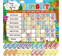 Magnetic Reward Chart, Dry Erase Task Board-One Chart & 72 Magnetic Reward Magnets, Dinosaur Theme Behavior Tracker for Daily Routine, Potty Training