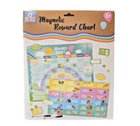 Magnetic Reward Chart for Kids - 24 Pre-Written Chores + 12 Blank | Dry-Erase Surface with 102 Star Magnets, 2 Pens & Hanging Holes | Reusable Behavior Chart for Home, School, or Therapy (347x300mm)