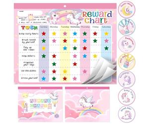 Magnetic Reward Chart for Kids at Home, Behavior Chart Pad with 26 Chore Charts, 1680 Star Stickers, 84 Motivational Stickers to Motivate Responsibility & Good Habits (Unicorn)