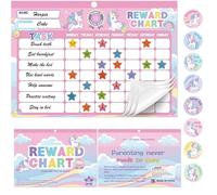 Magnetic Reward Chart for Kids, Behavior Chart Pad with 32 Perforated Chore Charts, 2112 Star Stickers, 48 Unicorn Stickers for Home, Study, Motivate Responsibility & Good Habits