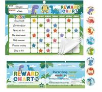 Magnetic Reward Chart for Kids, Behavior Chart Pad with 32 Perforated Chore Charts, 2112 Star Stickers, 48 Dinosaur Stickers for Home, Study, Motivate Responsibility & Good Habits