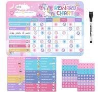 Magnetic Reward Chart for Kids, with 52 Behaviour Stickers, Unicorn