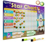 Magnetic Reward Chart with Golden Stars, Encourage Good Behaviour and Develop Life-Long Positive Habits. Reward Stars, Marker Pens & Activity Magnets.(Space Adventure)