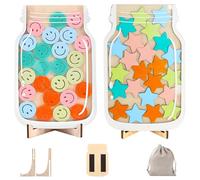 Magnetic Reward Jar - 2Pack Kids Reward Jar with Stars & Smiley Face Tons, Reward Chart for Potty Training, Good Behaviour & Daily Chores