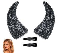 Magnetic Rhinestone Devil Horn Hair Clips, Adjustable Halloween Hair | Funny Scary Monster Dog Muzzle With Vivid Teeth, Natural Latex Build For Halloween And Pet Party Dressing, Terror Dog Teeth