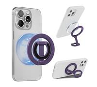 Magnetic Ring Holder Grip, Adjustable Magnet-Compatible Phone Ring Stand, Multi-Angle Kickstand, Ultra-Compact Folding Double Sided Magnetic Phone Grip, Including Magnet Ring for Phone Case, Purple