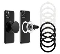 Magnetic Ring Sticker Set of 8 0.4 mm Ultra Thin Magnetic Ring Mobile Phone Magnetic Ring Compatible with iPhone & Samsung Mobile Phone Case, Includes Adhesion Promoter, Car Holder, Wallet, Premium