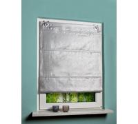 Magnetic Roller Blind, Roman Blind, Window Curtain, Eyelet Curtain, Decorative Fabric with Circles and Trim, Lurex with Window Hooks, Natural Silver, Pack of 1, W x H: 80 x 130 cm