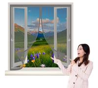 Magnetic Screen Curtain 102 x 82 cm with Powerful Magnets & Full Frame Magic Tape, Keep Bugs Out & Lets Fresh Air in Heavy Duty Fly Curtains for All Types of Windows, Grey