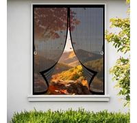 Magnetic Screen Curtain 110 x 110 cm with Powerful Magnets & Full Frame Magic Tape, Keep Bugs Out & Lets Fresh Air in Curtains to Stop Flies for All Types of Windows, Black