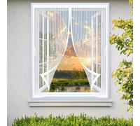 Magnetic Screen Curtain 111 x 101 cm with Powerful Magnets & Full Frame Magic Tape, Keep Bugs Out & Lets Fresh Air in Magnetic Fly Curtain for All Types of Windows, White