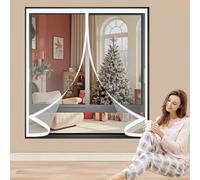 Magnetic Screen Curtain 111 x 119 cm Soundproofing, Thermal, Waterproof, Windproof, Blackout, Multi-Sized Visible Magnetic Thermal Curtain for Bedroom, Kitchen, A