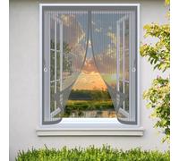 Magnetic Screen Curtain 118 x 101 cm with Powerful Magnets & Full Frame Magic Tape, Keep Bugs Out & Lets Fresh Air in Magnetic Fly Curtain for All Types of Windows, Grey