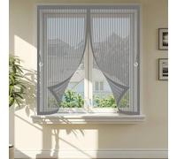 Magnetic Screen Curtain 118 x 130 cm Powerful Magnets, No Drill Installation, Automatically Closes, for Keeping Out Flies & Bug Fly Screens Curtain for All Types of Windows, Grey