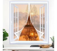 Magnetic Screen Curtain 128 x 100 cm with Powerful Magnets & Full Frame Magic Tape, Keep Bugs Out & Lets Fresh Air in Curtains to Stop Flies for All Types of Windows, White