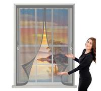Magnetic Screen Curtain 168 x 130 cm with Powerful Magnets & Full Frame Magic Tape, Keep Bugs Out & Lets Fresh Air in Magnetic Fly Screen Curtain for All Types of Windows, Grey