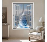 Magnetic Screen Curtain 174 x 134 cm with Powerful Magnets & Full Frame Magic Tape No Gap, Lets Fresh Air in, Keep Bugs Out Fly Nets for Curtain for All Types of Windows, Grey