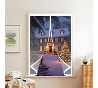 Magnetic Screen Curtain 60 x 72 cm Weatherproof Winter Warm Screen, Warm Winter, Windproof Waterproof Thermal Magnetic Curtain for Balcony, Patio, A