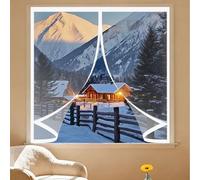 Magnetic Screen Curtain 72 x 72 cm Warm Winter, Windproof Soundproofing, Windproof Waterproof, Thermal Magnetic Thermal Curtain Cover Screen for Bedroom, Kitchen, A