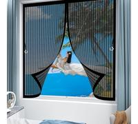 Magnetic Screen Curtain Heavy 114x112cm Magnetic Closure, Easy to Install, Insect Protection Curtain Mesh Customizable for Keeping Out Flies & Bug, Black