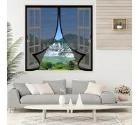 Magnetic Screen Curtain Heavy 146 x 105 cm Magnetic Closure, Easy to Install, Insect Protection Curtain Fly Mesh Net Customizable for Keeping Out Flies & Bug, Black