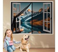 Magnetic Screen Curtain Mesh 176 x 200 cm Automatically Closes, Keep Bugs Out, Without Drilling, Easy to Install, Fly Insect Screen Curtain for Double Door/French Doors, Black