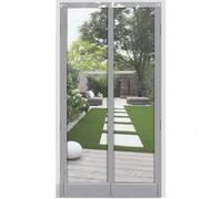 Magnetic Screen Door 1.6mm Thick Transparent PVC 2 Strip Curtain Kit Aluminum Track Thermal Insulation Windproof Fits Exterior Doors 0.8x2.5m Easy Install